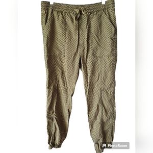 By Anthropologie Pants Women's Size M Olive Green‎ Polka Dot Jogger Pant
